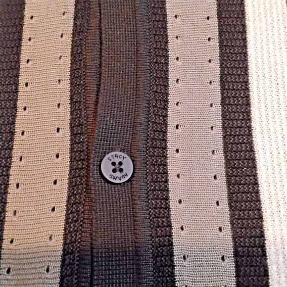 Stacy Adams Button-Front Dress Shirt Black with White And gray Stripes 4XL - Picture 3 of 7